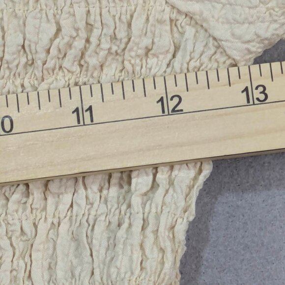 Miou Muse Crop Top Womens S Ivory Ruched Milkmaid Fairycore Cottagecore BohoChic - Picture 6 of 11